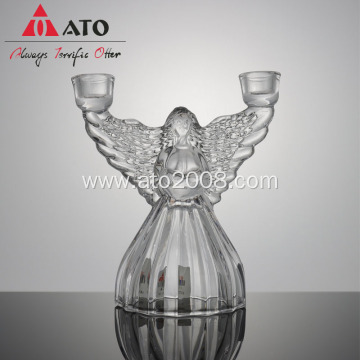 Crystal candle holder 2 arms round candle cup
